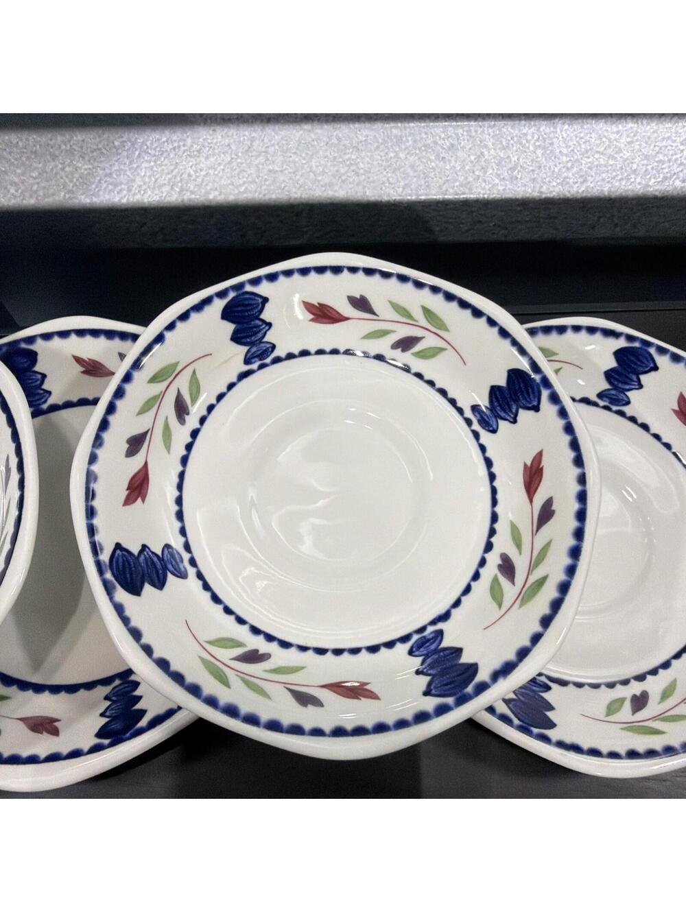 VTG Adams ironstone Lancaster, 5 tea saucers, farmhouse 5pc *